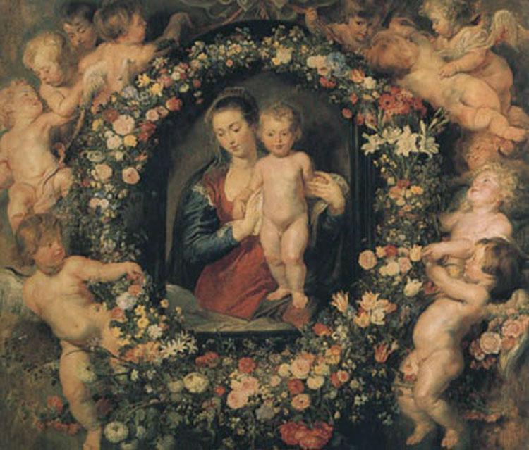 Peter Paul Rubens Madonna and Child with Garland of Flowers and Putti (mk01)